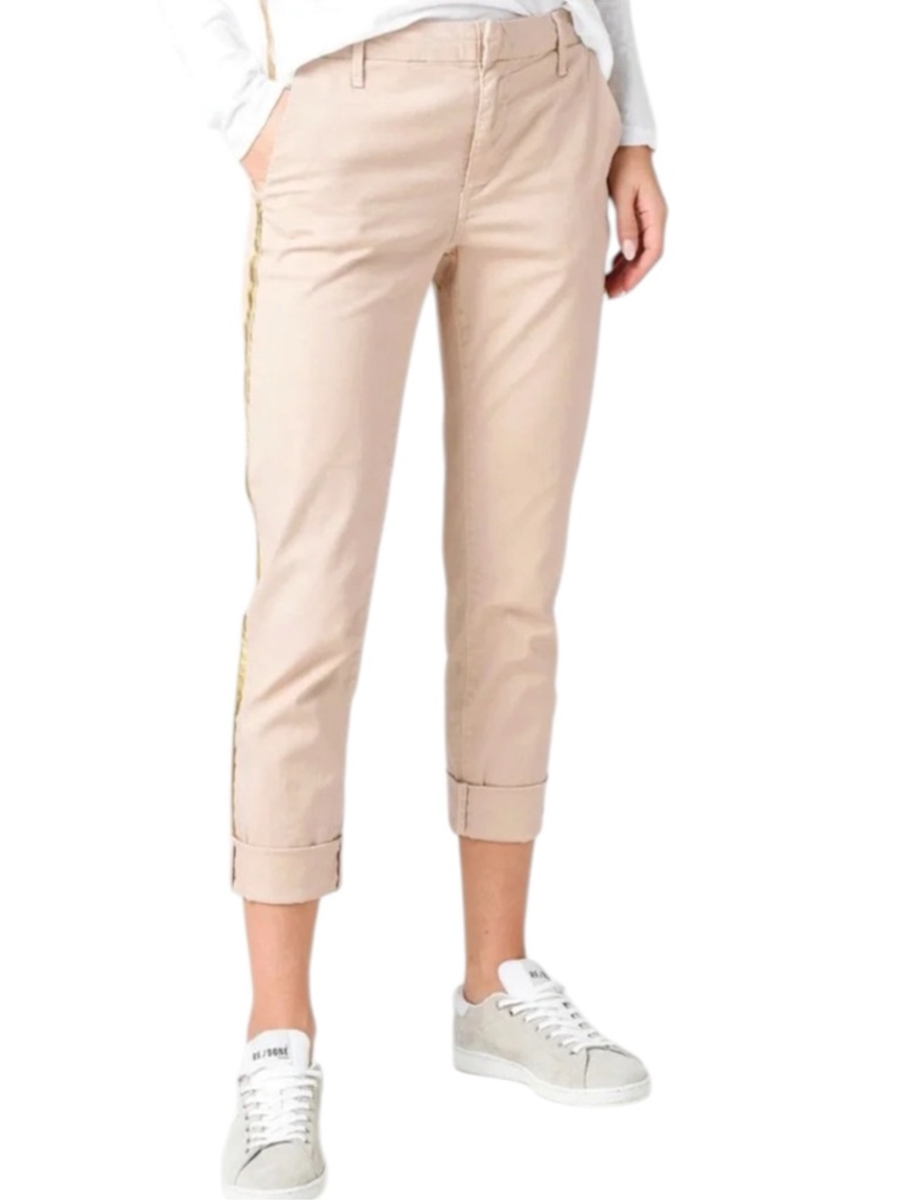 Sundry Streetwear Stripe Roll Up Trouser  in light Pink Size 27